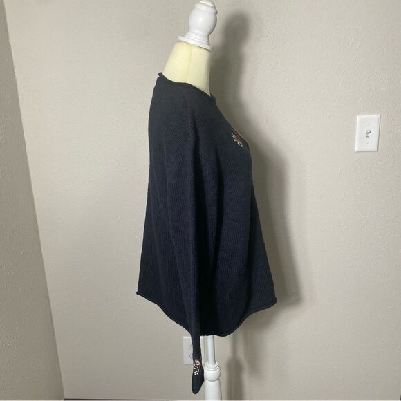 Vintage Woolrich Christmas Snowflake Black Knit Sweater Women's Size XL - Picture 9 of 14